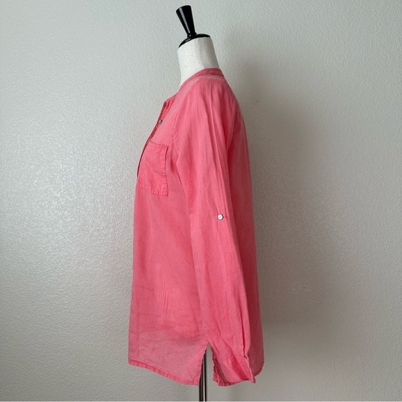 Old Navy Linen Blend Pink Long Sleeves Popover Top, Sz Small - Picture 5 of 12